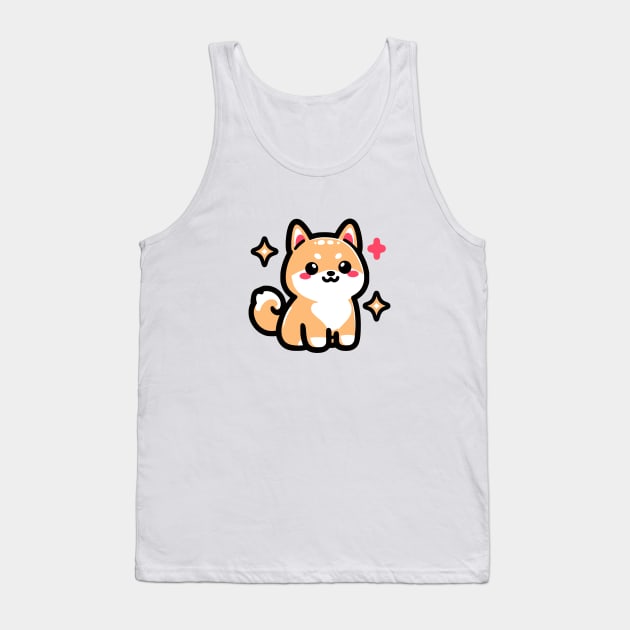 Cute Shiba Inu 01 - Kawaii Sticker | Dog Mom, Dog Dad Tank Top by PawaPotto